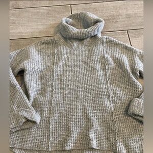 Free People Textured Gray Turtleneck Sweater